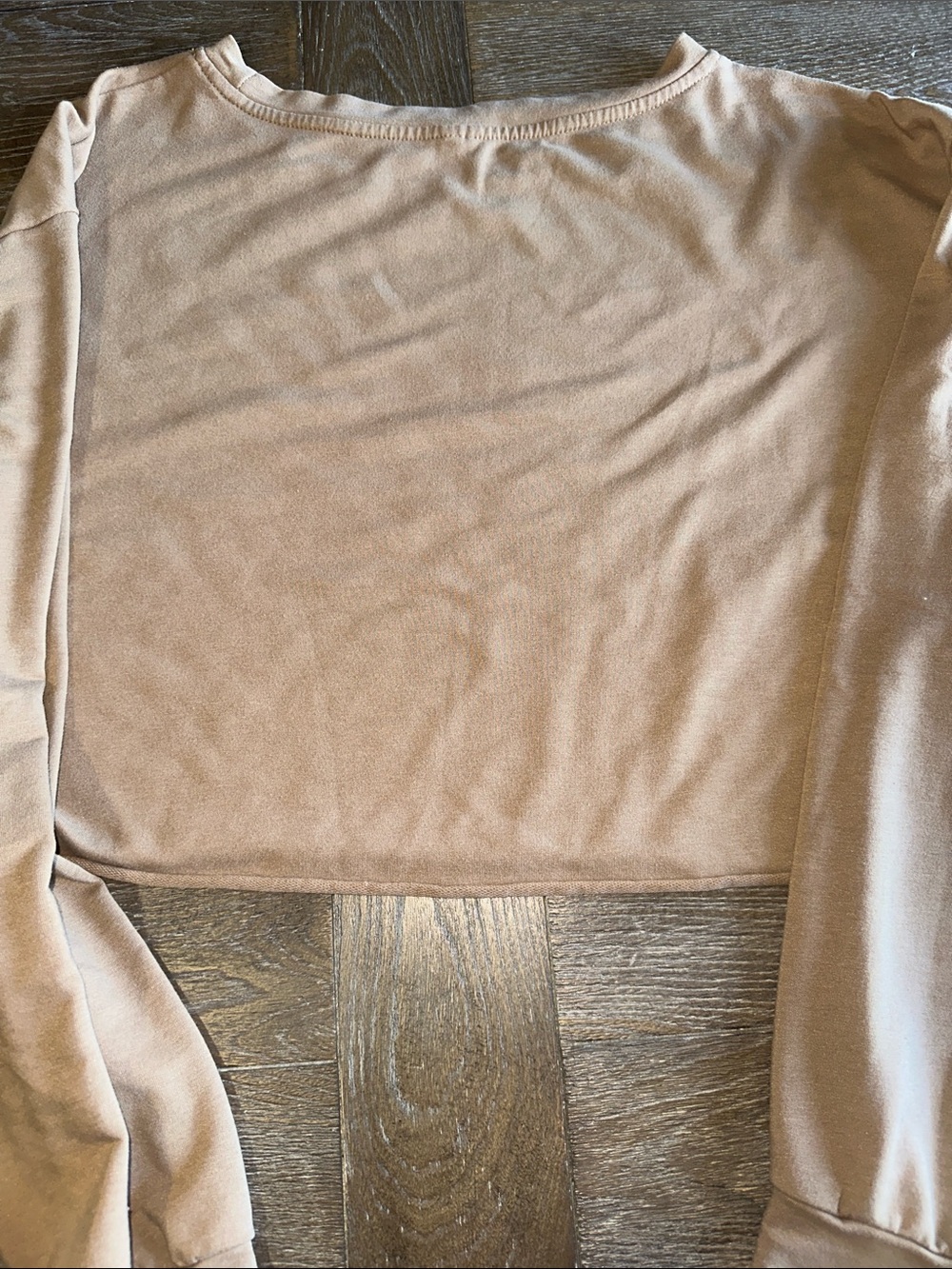 Crop Sweatshirt - Beige Long-Sleeve Women's Top - Picture 4 of 4